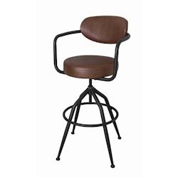 Anticline Créations Fauteuil de bar avec accoudoir noisette, L53 X P50 X H80/109, Réglable, Assise Ø40 H64/93 - marron plastique CS1252_0