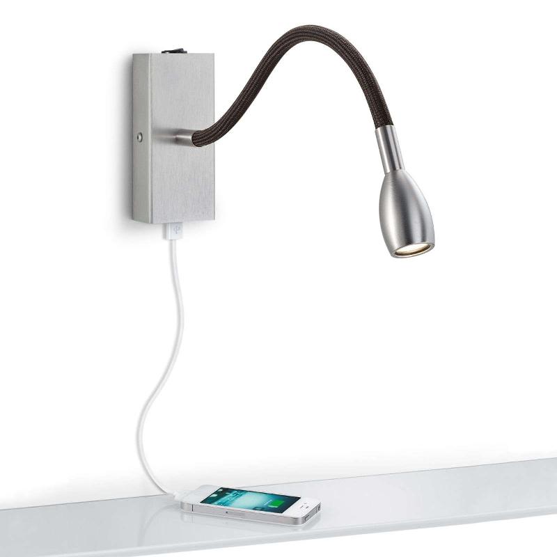KNAPSTEIN APPLIQUE LED MILOS NICKEL AVEC CHARGEUR USB