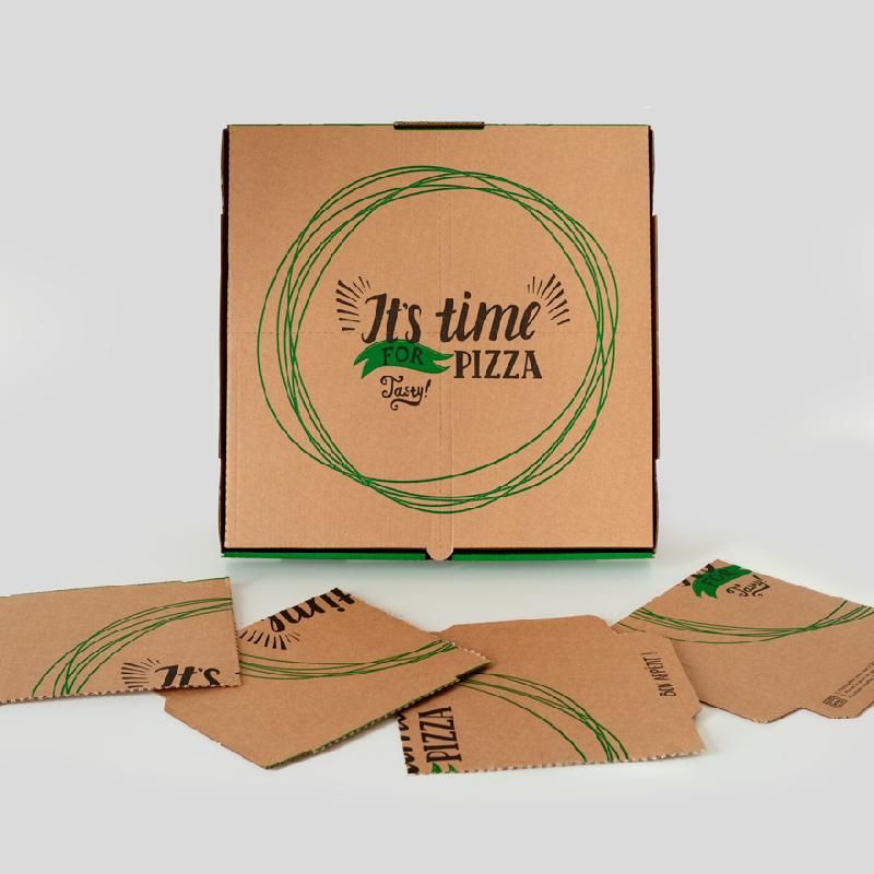 Boîte prédécoupée en carton - Double Kraft - Ø34,5 H3,5 - Coloris vert ou rouge_0