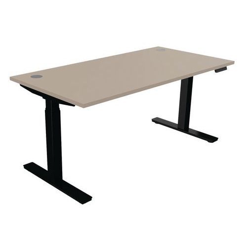 BUREAU HAUT.RÉGLABLE ÉLECTR. EVO 160X80 CM ARGILE/NOIR - BURONOMIC