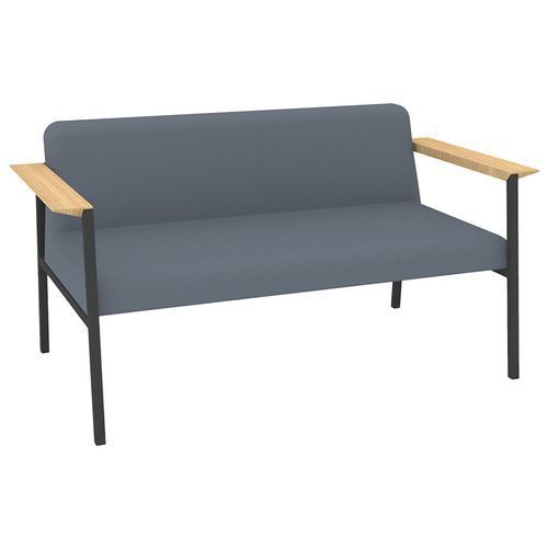 CANAPÉ AMALTI 2 PL MÉTAL GRIS TISSU NON FEU M1 GRIS CLAIR - QUADRIFOGLIO