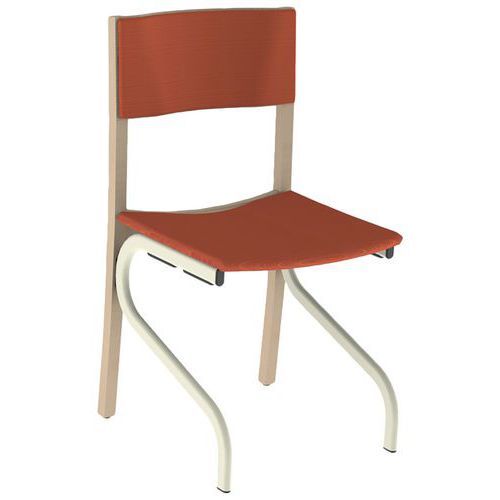 CHAISE ELSA ASS/DOS ABAKA PIMENT STR BOIS NATUR MÉTAL 1013 - MOBIDECOR