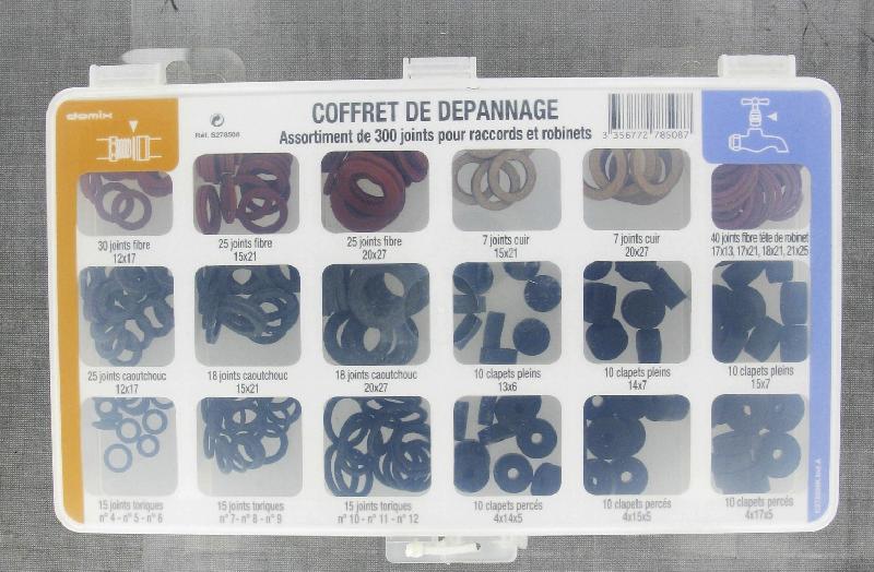 Coffret de dépannage de 300 joints COMAP - Pour cuivre - Caoutchouc - Dimensions 27,1x17,3 cm_0