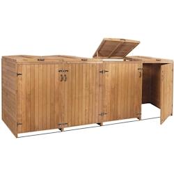 Décoshop26 - Abri de poubelles extérieur conteneurs à ordures jusqu'à 8 bacs avec couvercle 126x316x98 cm en bois certifié FSC 04_0002872 - 30006_0