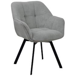 Décoshop26 - Chaise de salle à manger assise pivotante confortable en velours côtelé gris et métal noir 10_0002037 - gris 3000250801683_0