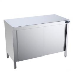 Distform Meuble Inox avec Portes Coulissantes Gamme 600 Avec plan de travail muralAcier inoxydable 1400x600x600xmm - 641094657420_0