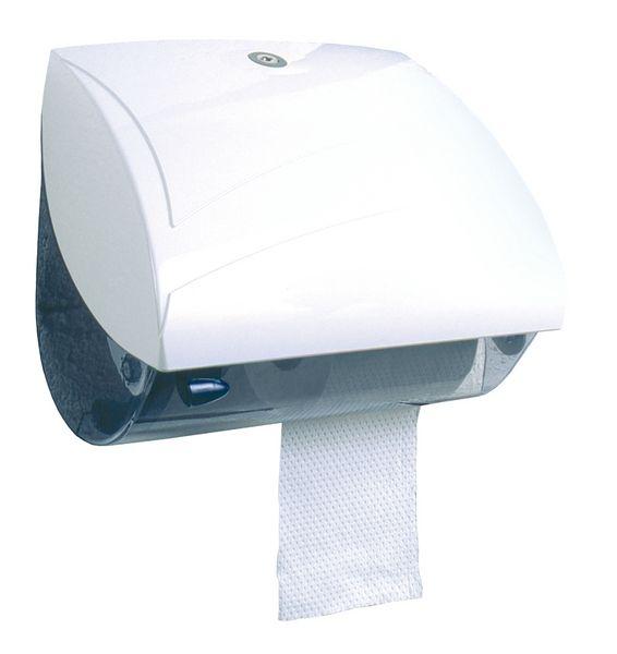 Dérouleur papier toilette mural blanc pour bobine mini jumbo