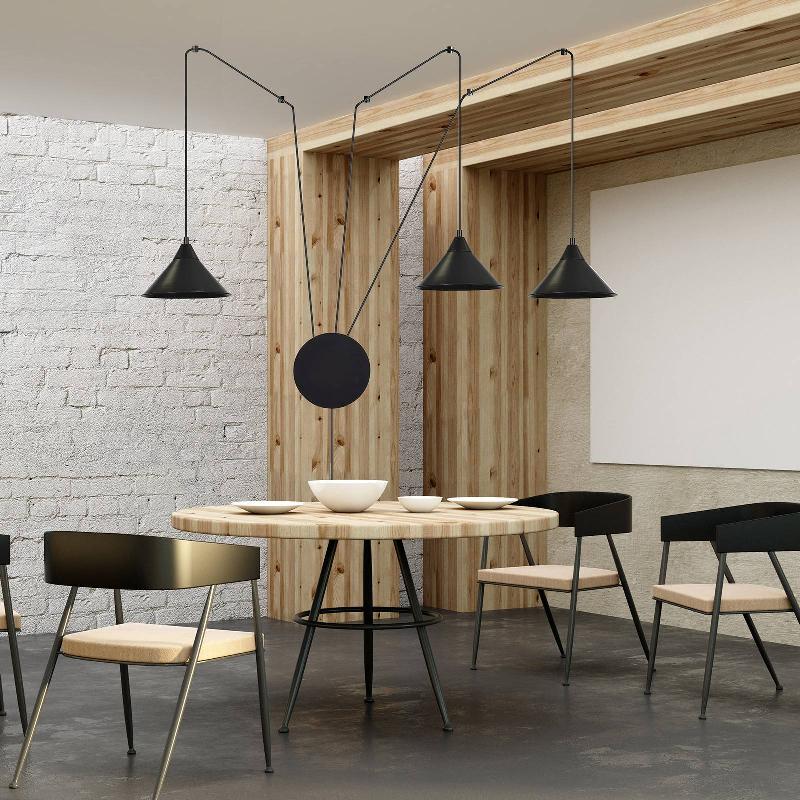 EMIBIG LIGHTING SUSPENSION RAMO, À TROIS LAMPES, NOIRE