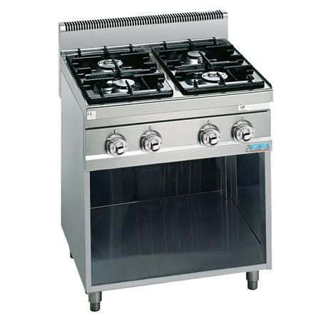 Gamme 700 - Fourneau gaz G7F4MPW avec placard GN 2/1 neutre ouvert - 4 feux vifs_0