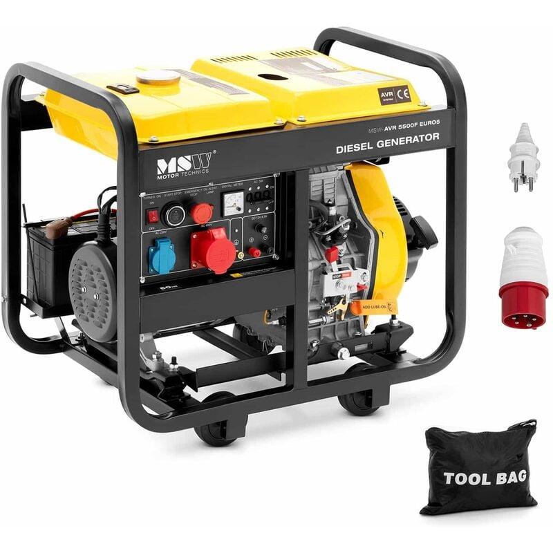 MSW GROUPE ÉLECTROGÈNE DIESEL 5000 W 12,5 L 240/400 V MOBILE TRIPHASÉ