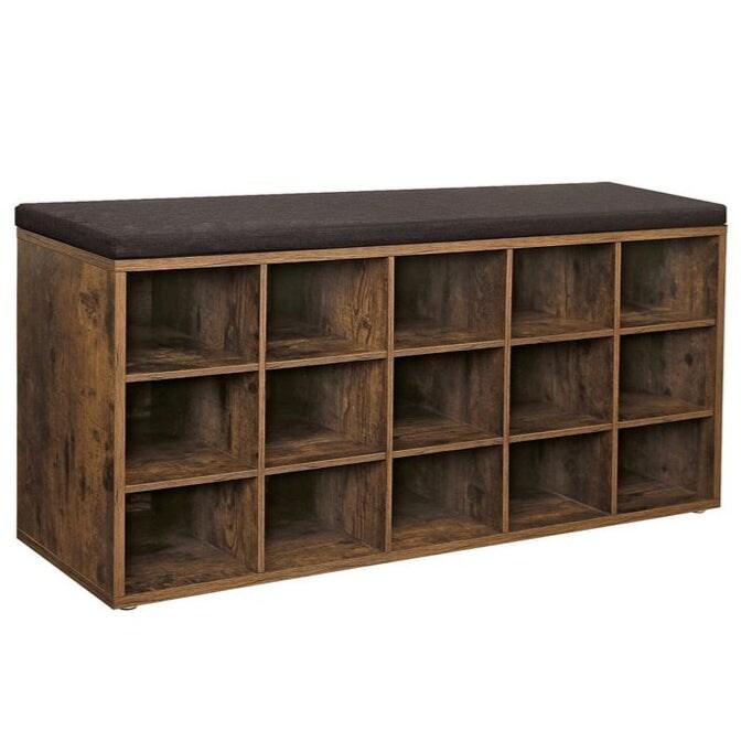 Helloshop26 - Banc chaussures meuble chaussures entrée banc rangement avec 15 compartiments siège rembourré capacité de charge 200 12_0004116 - 30_0
