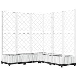 Helloshop26 - Jardinière bac lit surélevé plantes fleurs terrasse jardin avec treillis 120 x 120 x 121,5 cm PP blanc 02_0038222 - 3000214143729_0