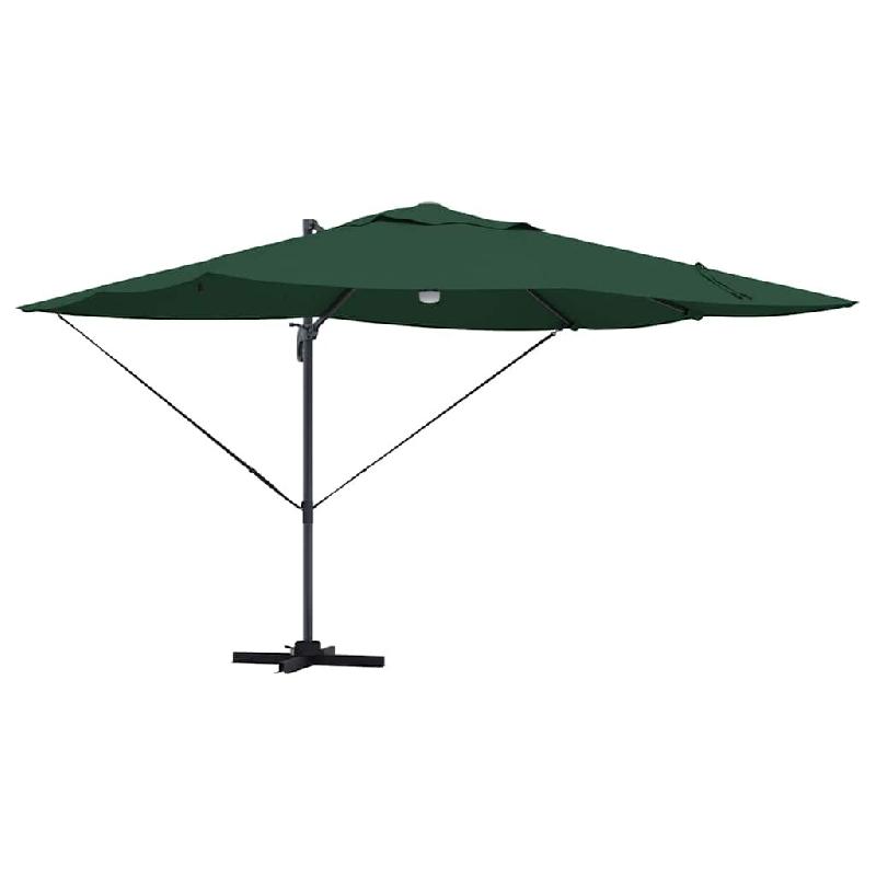 Helloshop26 - Parasol déporté inclinable et pivotant 351 x 250 x 253 cm design moderne terrasse en polyester vert 02_0058732 - vert aluminium 300024_0