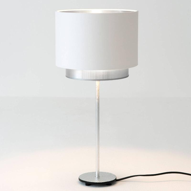 HOLLÄNDER LAMPE À POSER MATTIA, PERLA SILK BLANCHE/ARGENTÉE