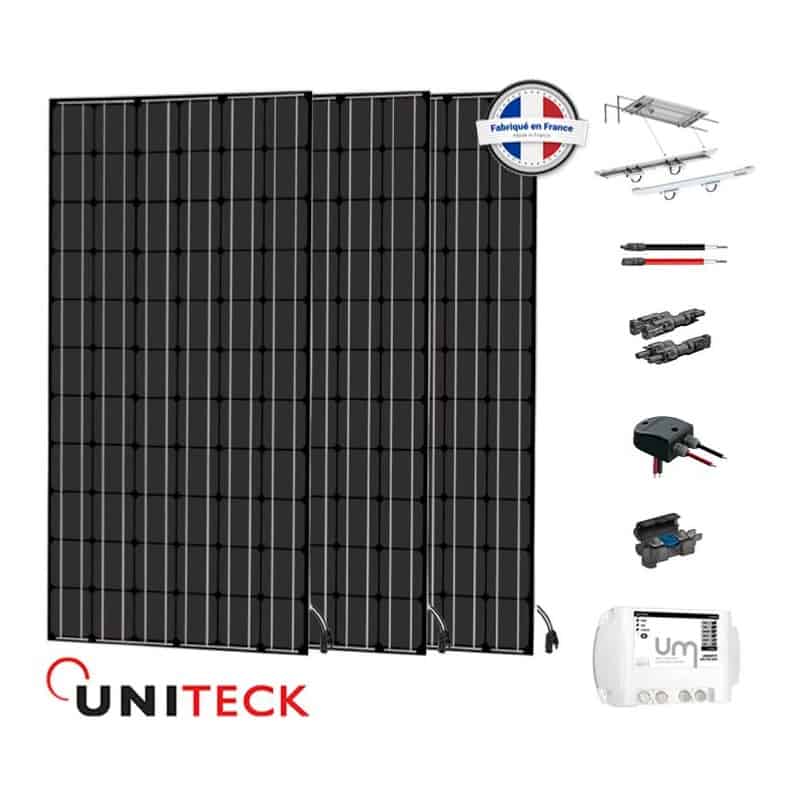Kit solaire nautisme 900W 12V Uniteck - Panneaux monocristallins, régulateur MPPT 60A, fixation nautisme_0