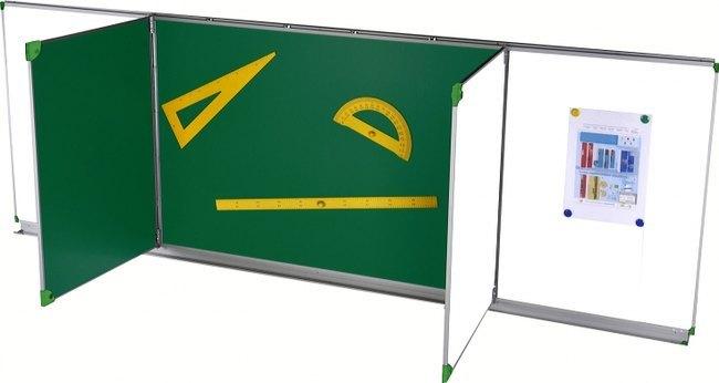 TABLEAU TRIPTYQUE 1,20 X 3 M ÉMAILLÉ BLANC CADRE ALUMINIUM ANODISÉ - MANUTAN COLLECTIVITÉS