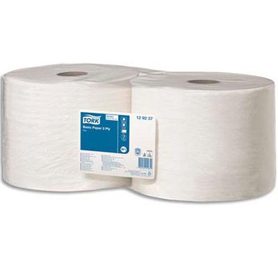 LOT DE 2 BOBINES D'ESSUYAGE BLANCHES TORK  - 120237 - 800 FORMATS PREDECOUPES - 240 METRES -  POUR TORK W1