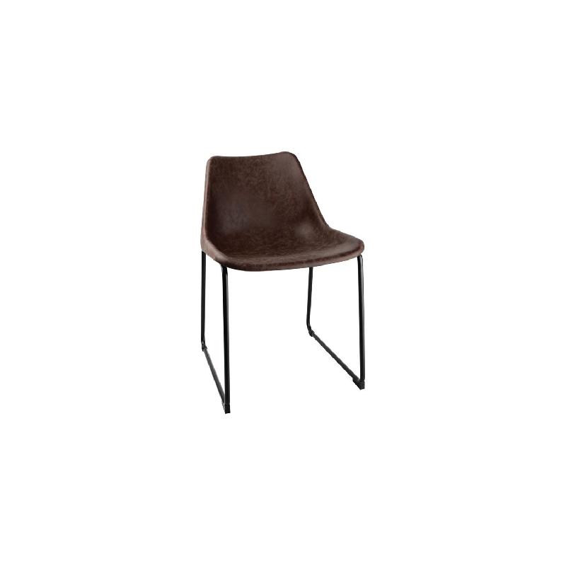 Lot de 2 chaises assise (H)437 mm, en acier poudré & polyuréthane marron moska, RODÉO_0