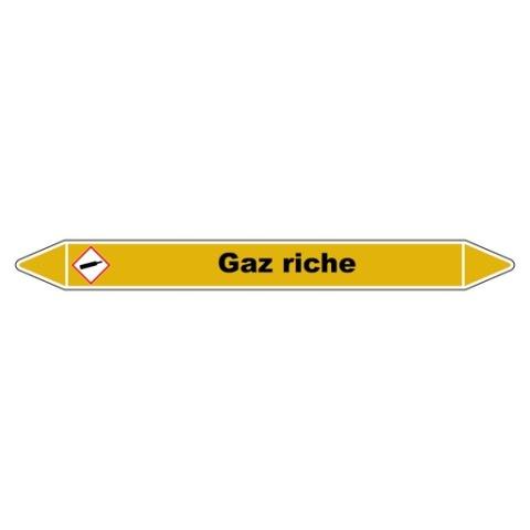 LOT DE 3 - MARQUEUR DE TUYAUTERIE - GAZ RICHE - NFX 08-105 - VINYLE LAMINÉ 250 X 26 MM
