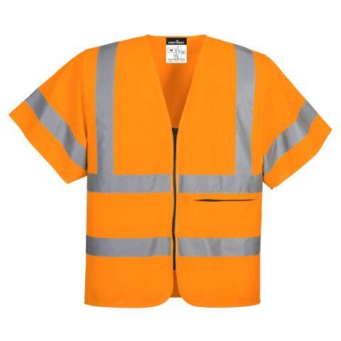 LOT DE 4 - PORTWEST C372 GILET ZIPPÉ À DEMI-MANCHES ORANGE - TAILLE XXXL