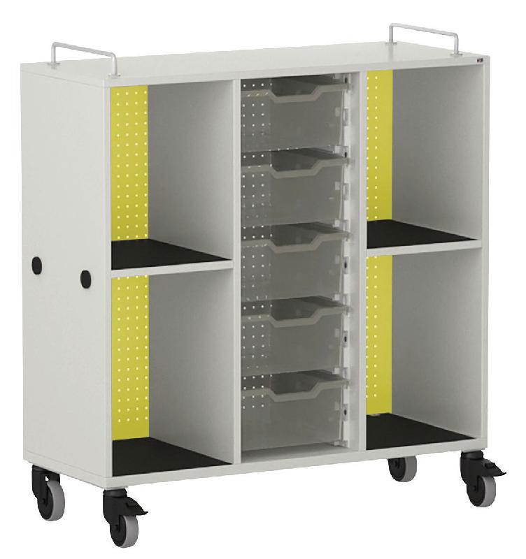 MEUBLE BAS SHIFT+ LANDSCAPE MÉLA POUR CARTABLES 4 CASES GRIS ANDES - VERT CLAIR - MANUTAN COLLECTIVITÉS