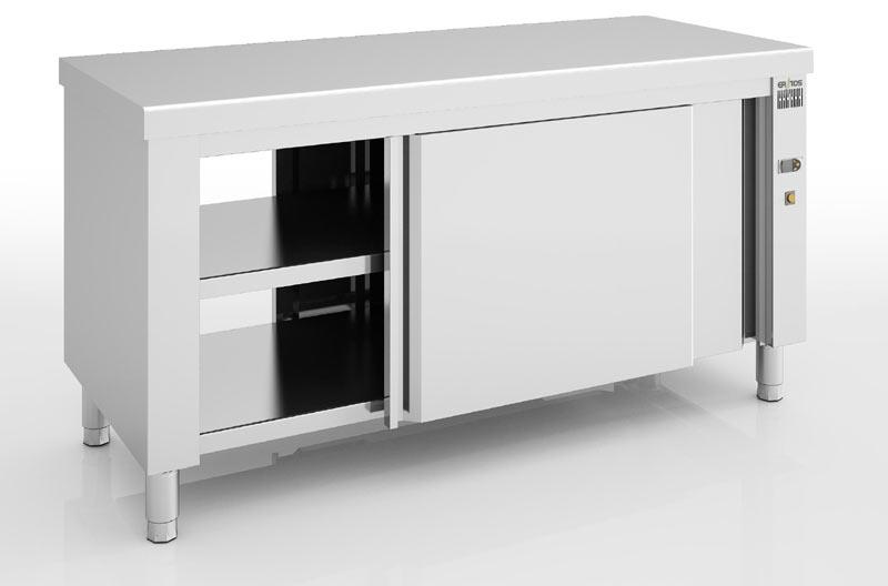 Meuble dessus chaud traversant en inox - portes coulissantes - MCAP70-225_0
