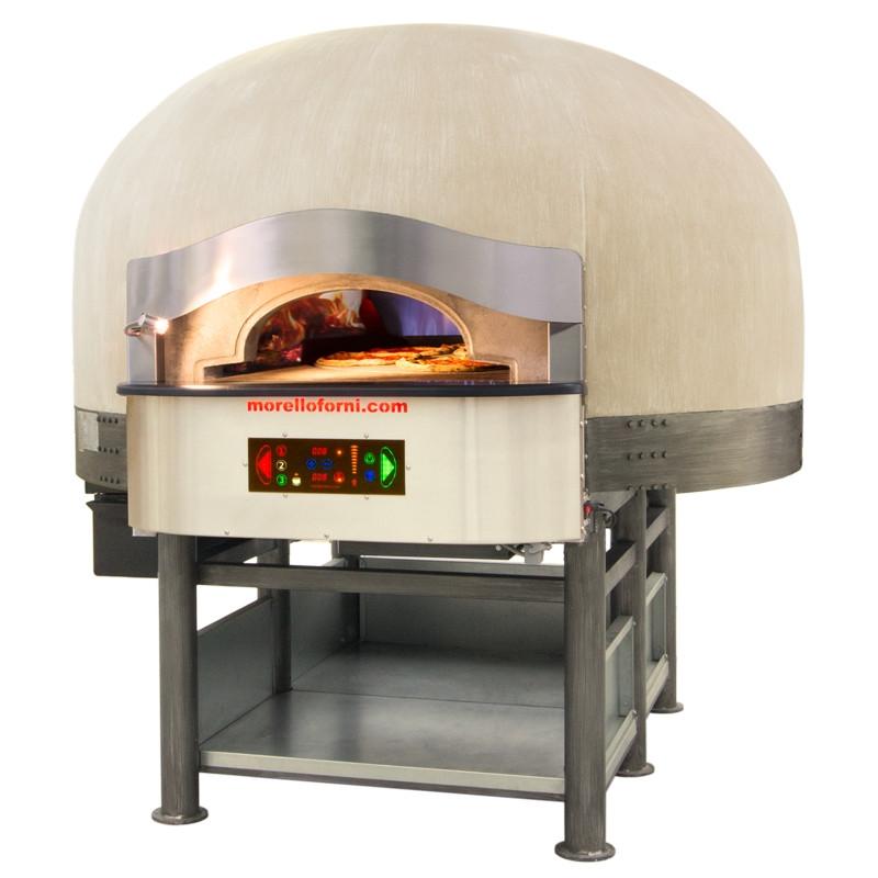 Morello forni - four rotatif hybride à bois/gaz 6 pizzas finition coupole base_0