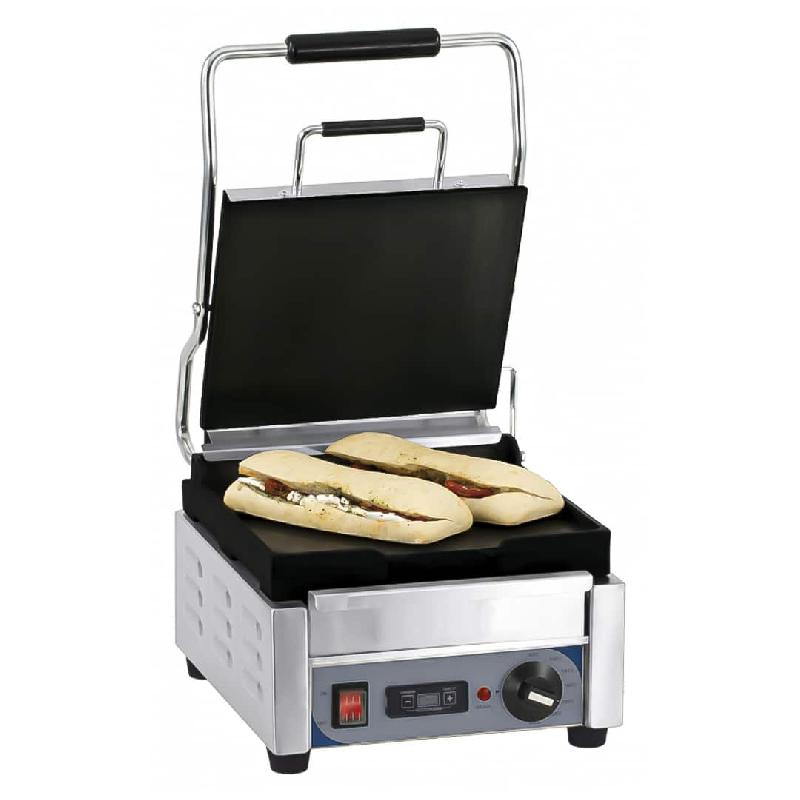 Panini grill avec timer petit premium lisse en inox 2000 W_0