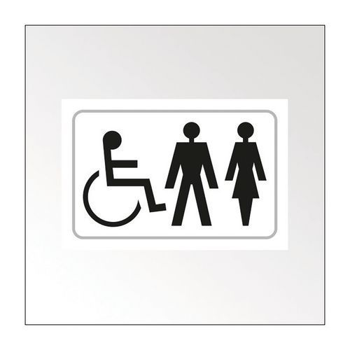 PANNEAU HANDICAPÉ HOMME FEMME RELIEF ET BRAILLE BLANC