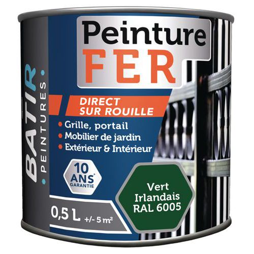 PEINTURE FER BRILLANTE BATIR - 05L VERT IRLANDAIS RAL 6005