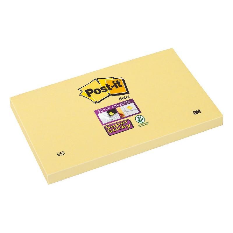 POST-IT® BLOC DE NOTES ADHÉSIVES SUPER STICKY - 76 X 127 MM - COULEUR : JAUNE