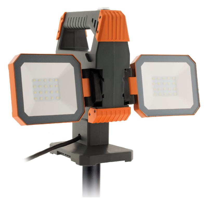Projecteur de chantier sur trépied - 2x15W, 2500lm, IP54, trépied télescopique réglable_0