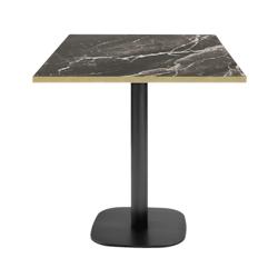 Restootab - Table 70x70cm - modèle Round marbre royal chants laiton - noir fonte 3701665200084_0
