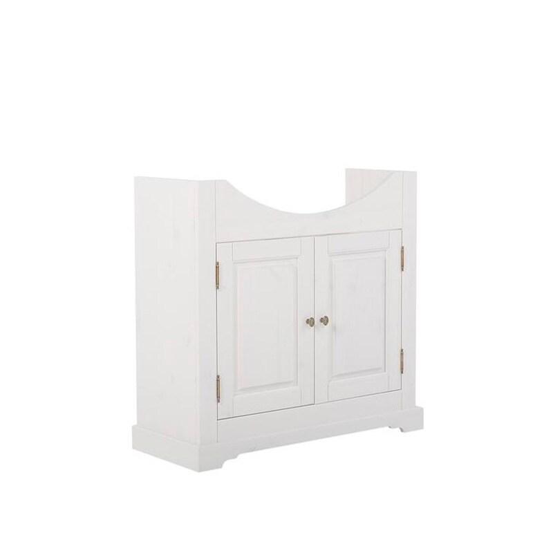 STELLAMEUBLES Meuble sous vasque 85cm blanc Romantic bois naturel - 3667335112241_0