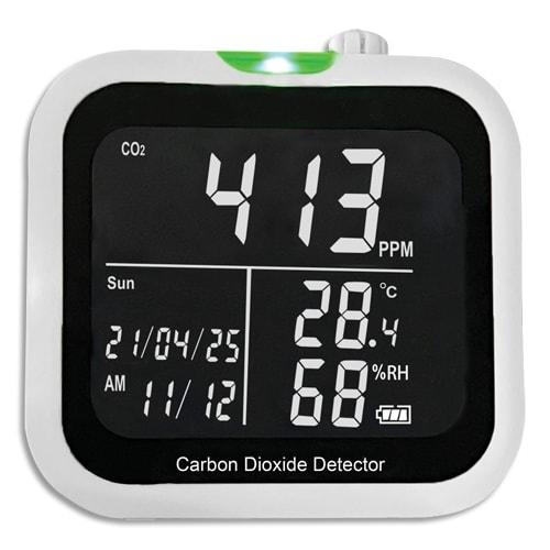 Détecteur de CO2 Stil - Noir - Alarme sonore et visuelle (800-1500ppm) - Horloge - Batterie rechargeable_0