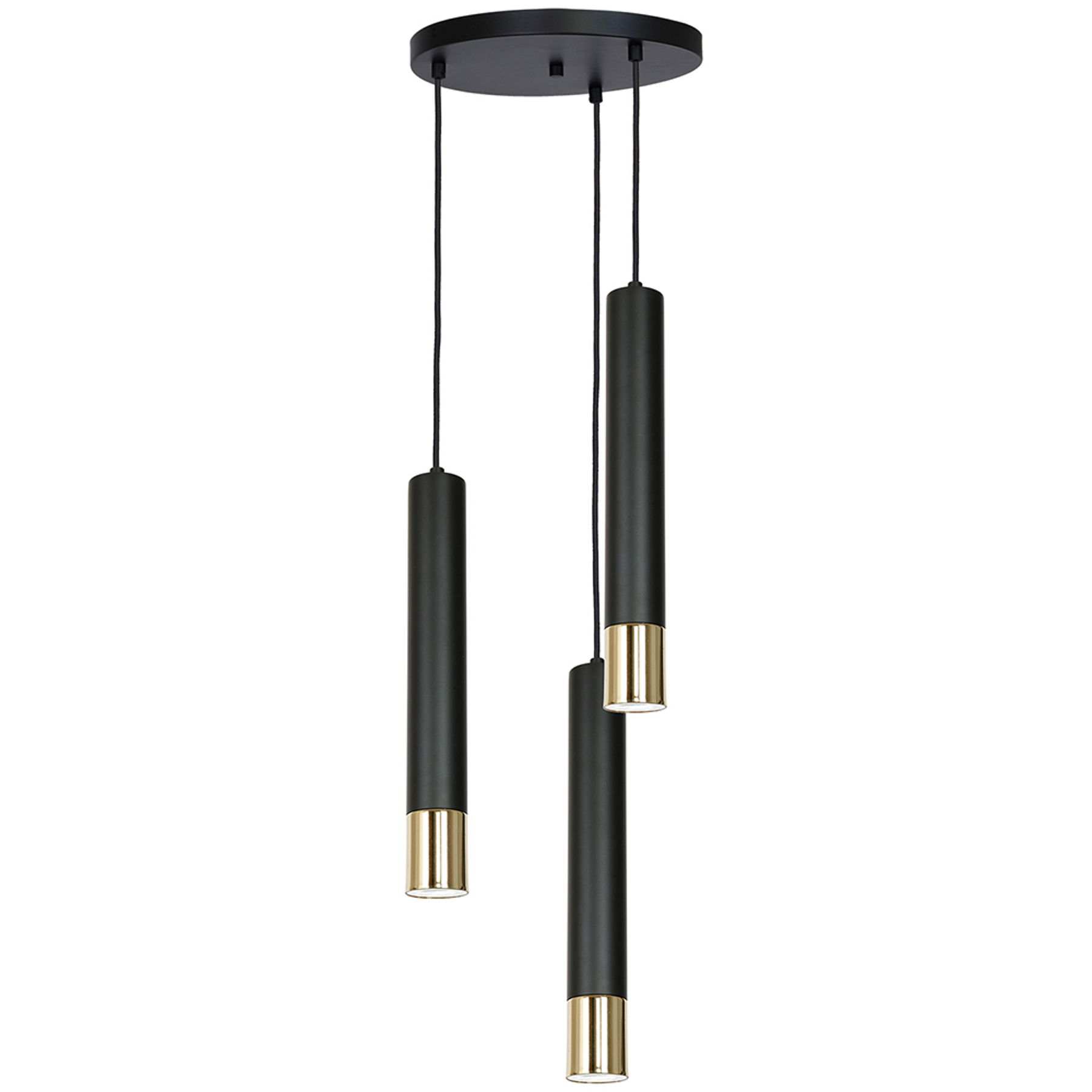 LUMINEX SUSPENSION NEST À 3 LAMPES RONDE NOIRE/DORÉE