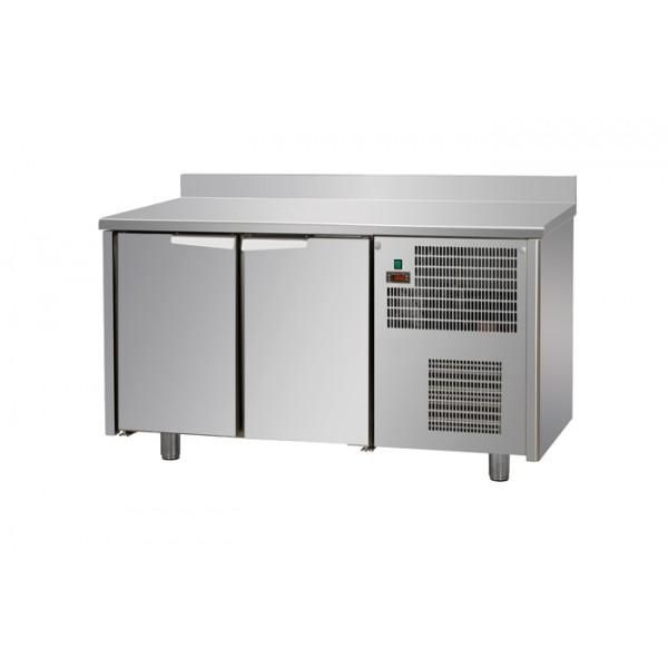Table réfrigérée 2 portes inox avec dosseret - meuble inox - 270L - Température +0 / +10°C_0