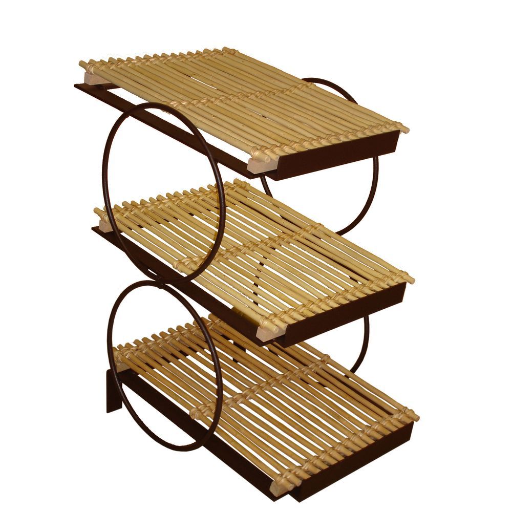 Tour viennoiseries évasée - 3 grilles - Métal peint époxy, osier blanc et bois - F.33 x P.49 x Ht 56_0
