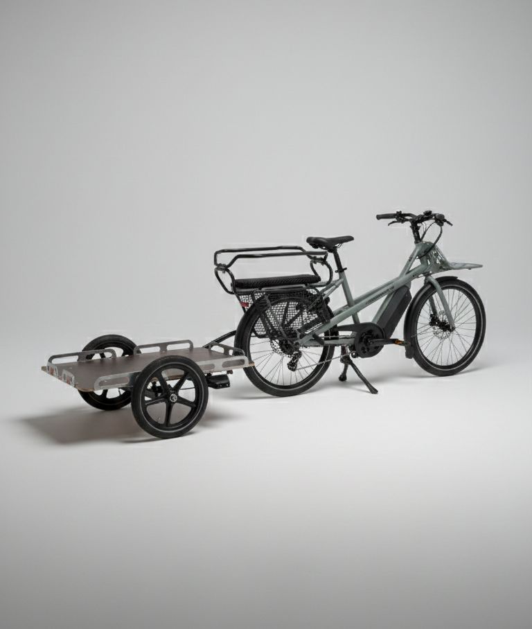 Vélo cargo Jean Fourche et remorque utilitaire_0