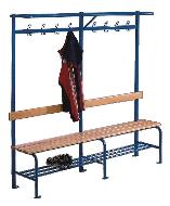 BANCS-VESTIAIRES BOIS 8 PATÈRES AVEC GRILLE CHAUSSURES 200 CM - BLEU - MANUTAN COLLECTIVITÉS
