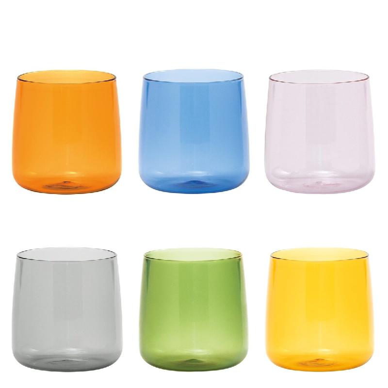 Zafferano Set 6 Verres No Bilia En Verre Borosilicaté Soufflé À La Main Couleurs Assorties Design Élégant Résistant Pour Table Moderne Et Quotid_0