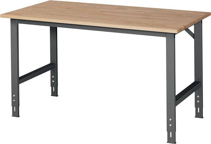 Établi d'atelier l.1500xP800xH760-1080 mm - Plateau en hêtre massif - Châssis anthracite - RAU_0