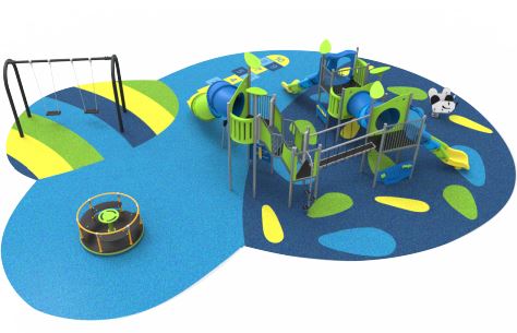 Aire de jeu W2125 - Collection ALU avec toboggans fantaisie et éléments inclus - Design Javier Mariscal_0