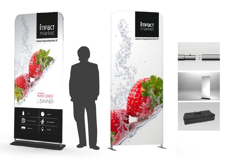 Banners curvilignes L Banner - Impact Market - Réutilisable, design et innovant - Hauteur 200/230 cm, Largeur 60/90/120/150 cm_0