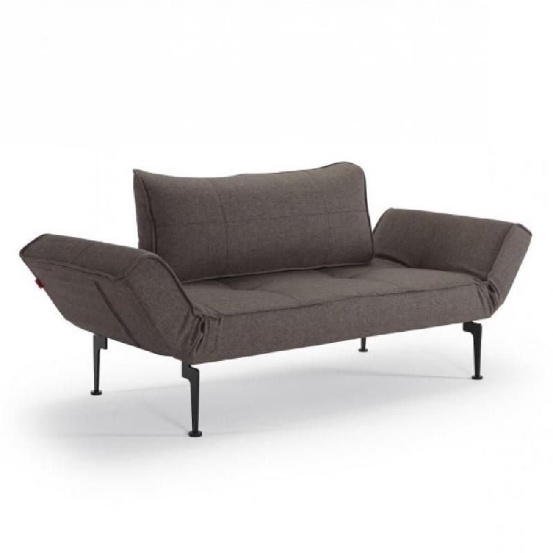 Canapé convertible Zeal Laser gris anthracite - pieds métal - design années 50-60 - modulable méridienne/lit_0