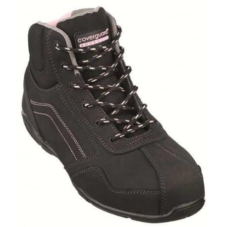 Chaussures de sécurité haute RUBIS High S3 - composite nubuck noir et coutures rose - Coverguard | 9RUBH_0