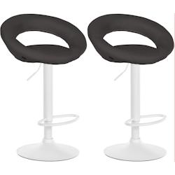 CLP Lot de 2 tabourets de bar Olinda tissu Gris foncé/Blanc - gris textile 320246_0