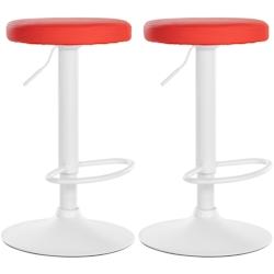 CLP Lot de 2 tabourets de bar Ponte en similicuir Rouge/Métal blanc mat - rouge polyester 323501_0