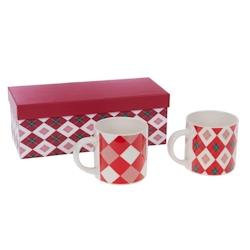Coffret 2 mugs rouges Santa -  40 cl Rond Porcelaine Amadeus 8.9x8.9 cm - rouge porcelaine 3520071938943_0