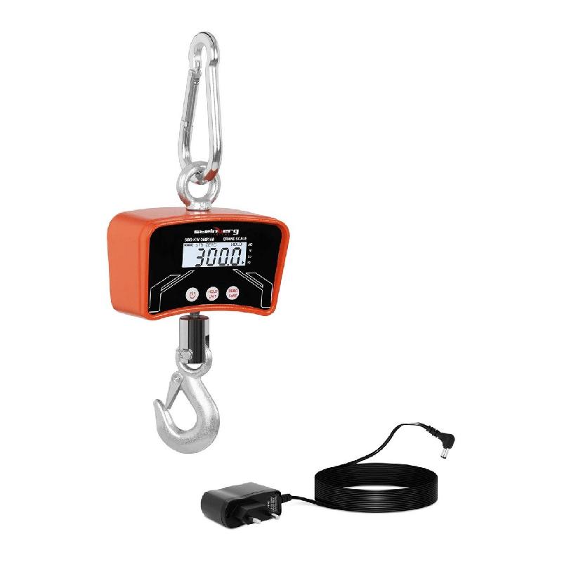 Crochet peseur balance - 300 kg / 100 g - fonte d'aluminium avec écran LCD et crochet en inox_0